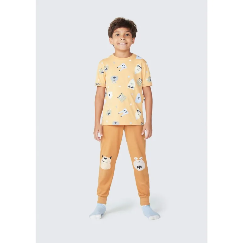 Pijama Infantil Menino Com Estampa - Amarelo 008