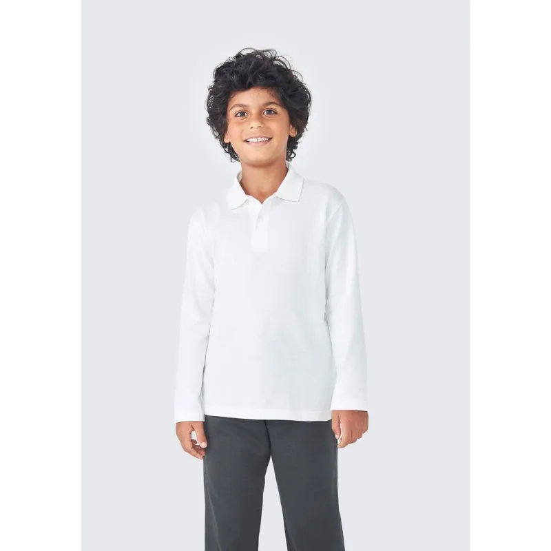 Camiseta Polo Infantil Menino Manga Longa - Off white 008