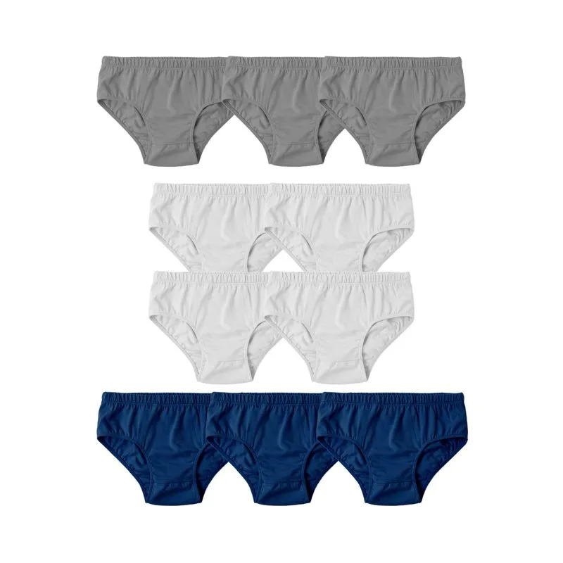Kit Com 10 Cuecas Infantil Slip Em Malha - Cinza 014