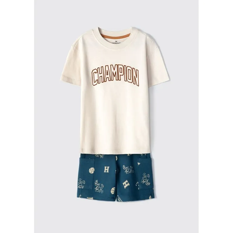 Conjunto Curto Infantil Menino Regular - Bege 014