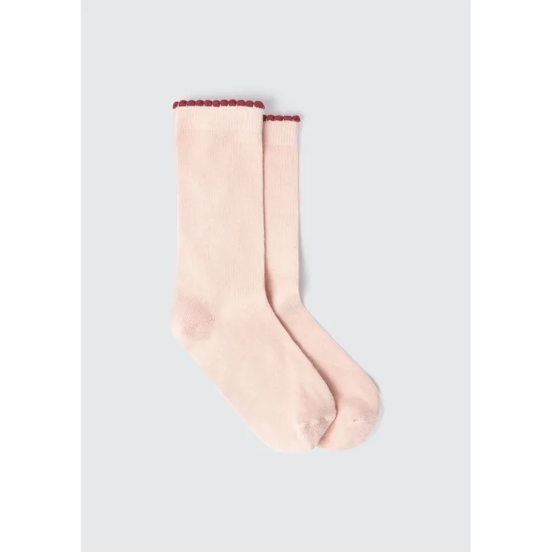 Meia Infantil Menina Cano Alto Com Fru Fru - Rosa G