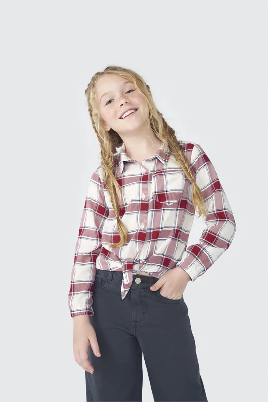 Camisa Xadrez Vermelha Amarração Hering Infantil - Feminina 10 / Menina