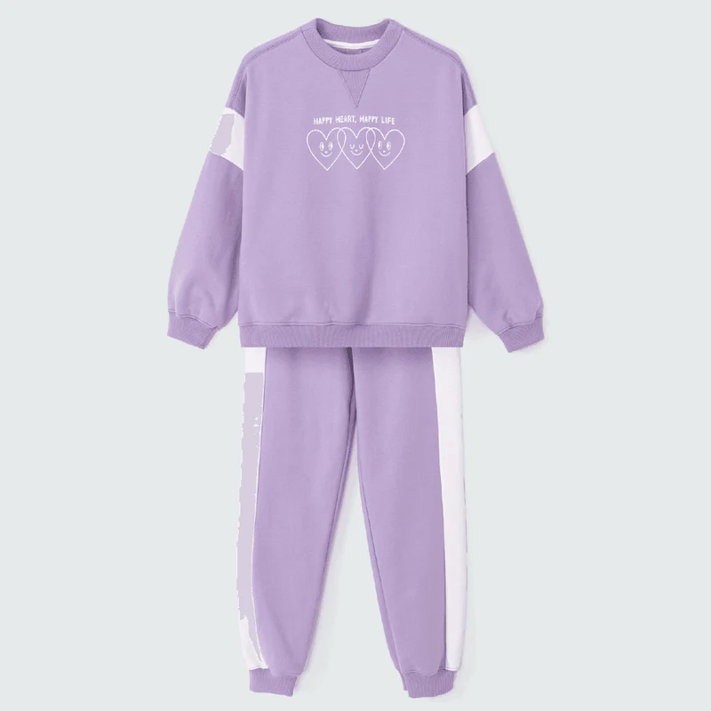 Conjunto Blusão e Calça de Moletom Lilás Hering Infantil - Feminino 08 / Menina