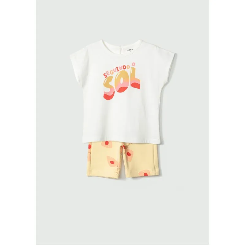 Conjunto Curto Infantil Menina Toddler - Off white 001