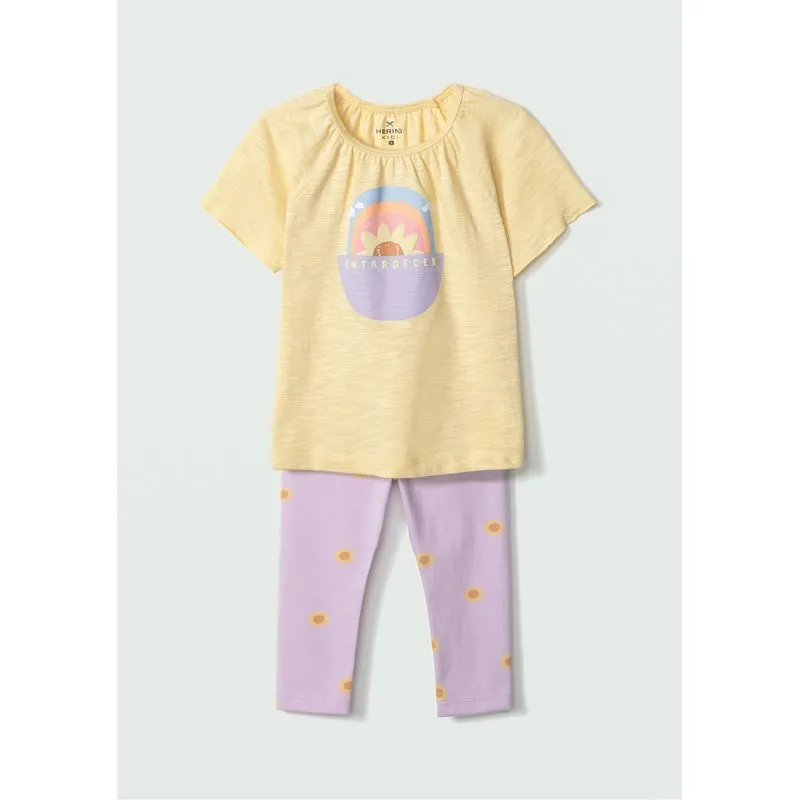 Conjunto Infantil Menina Toddler Com Estampa - Amarelo 004