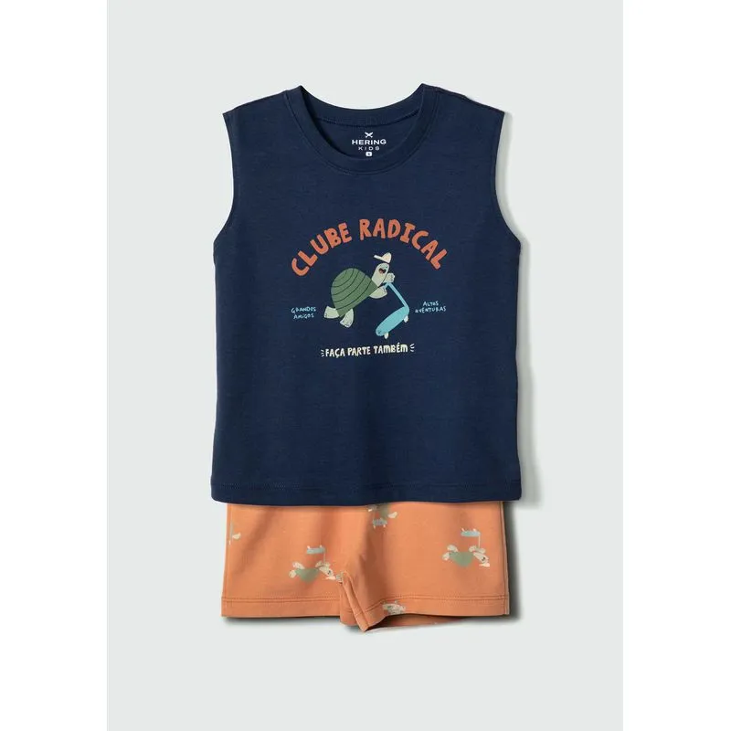 Conjunto Curto Infantil Menino Toddler - Azul 004