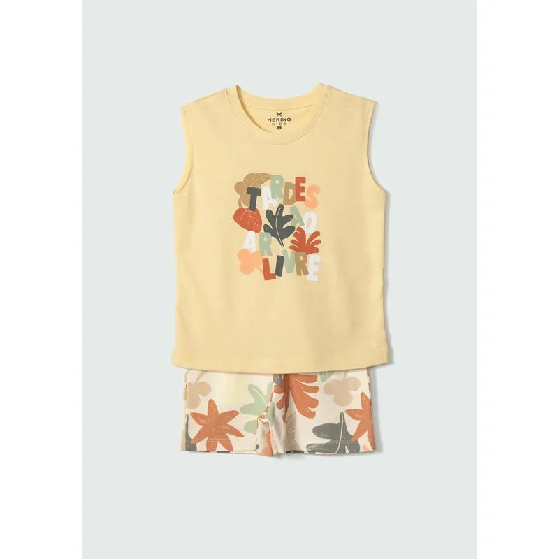 Conjunto Curto Infantil Menino Toddler - Amarelo 002