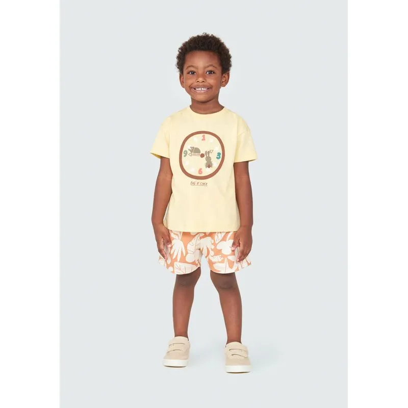 Conjunto Curto Infantil Menino Toddler Em Moletom - Amarelo 002