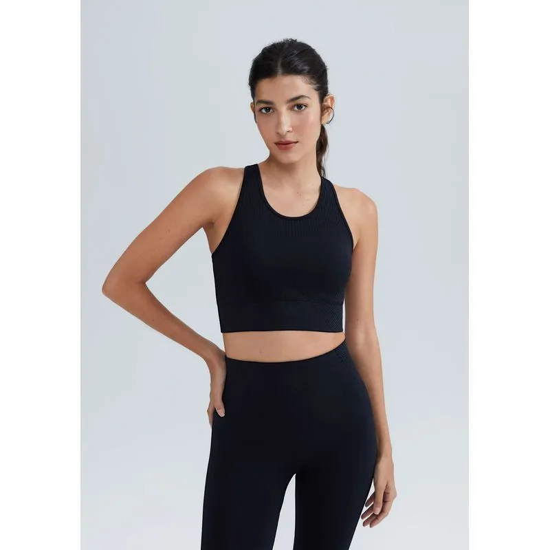 Top Esportivo Canelado Sem Costura - Preto M
