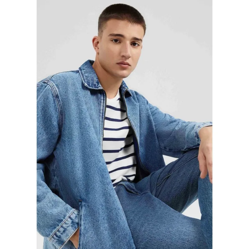 Jaqueta Jeans Masculina Marmorizada - Azul G