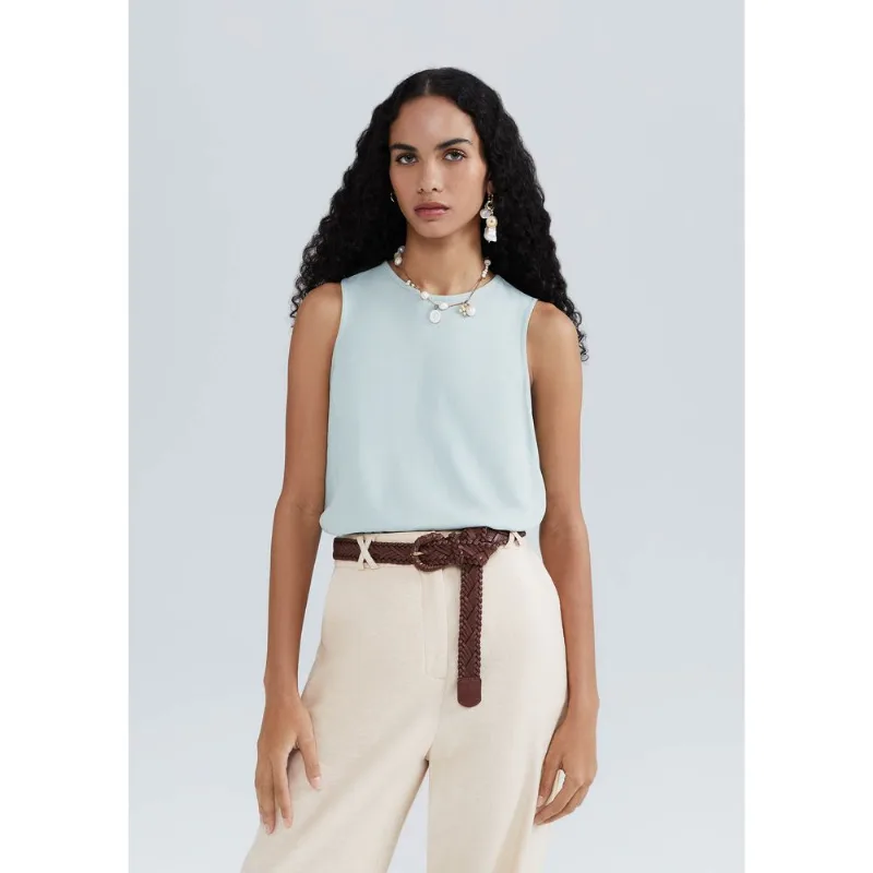 Regata Feminina Em Viscose Creponada - Verde G