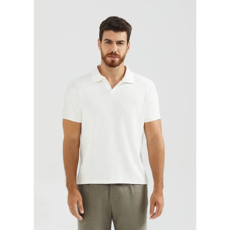 Camisa Polo Masculina Manga Curta - Off white G