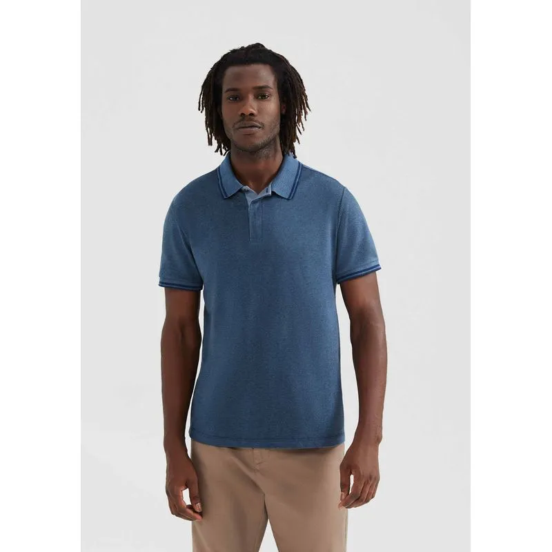 Camisa Polo Masculina Manga Curta Em Piquet - Azul G