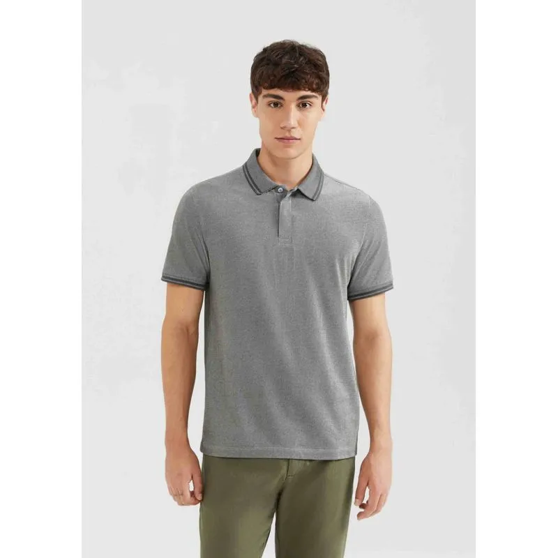 Camisa Polo Masculina Manga Curta Em Piquet - Cinza G