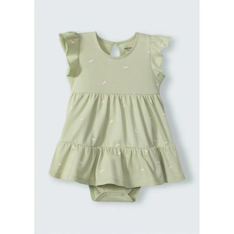 Body Vestido Bebê Com Babados - Verde 06M