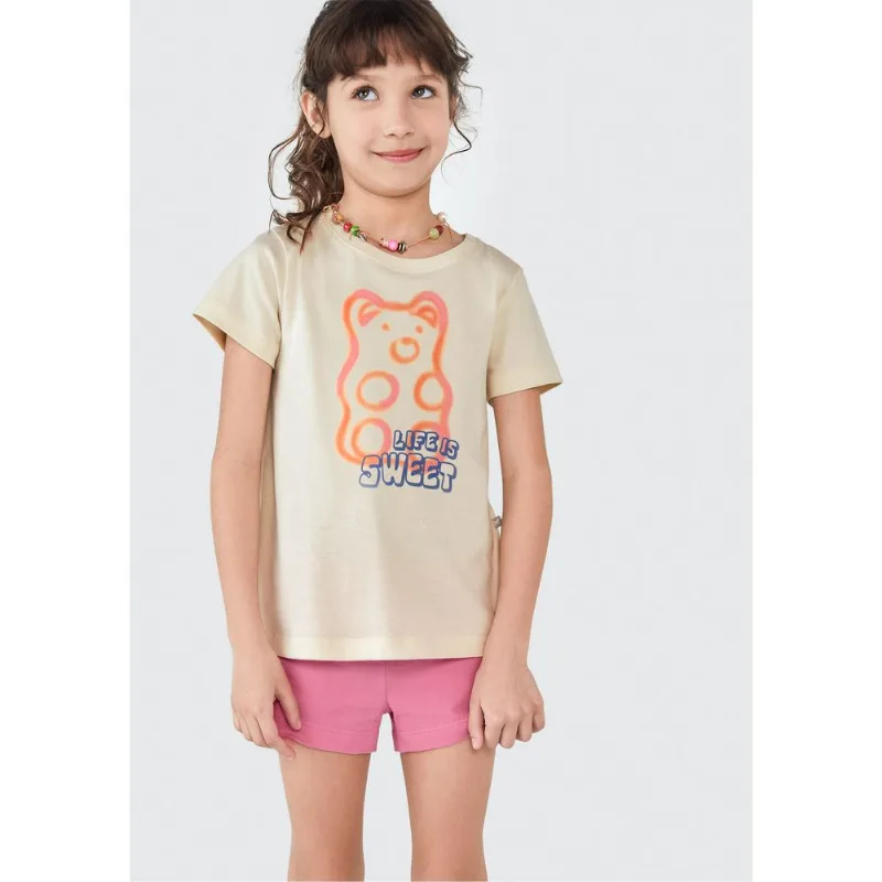 Shorts Curto Básico Infantil Menina - Rosa 012