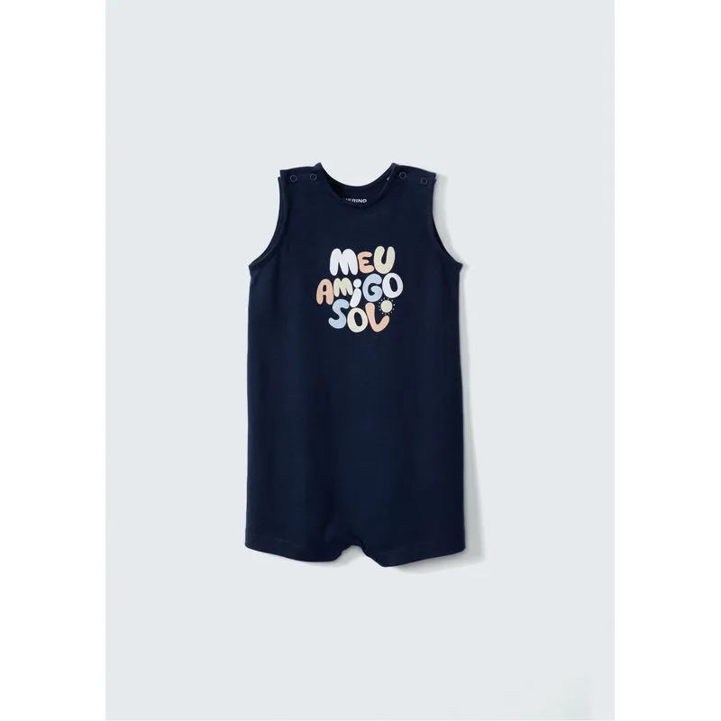 Macacão Regata Bebê Menino Com Estampa - Azul 06M