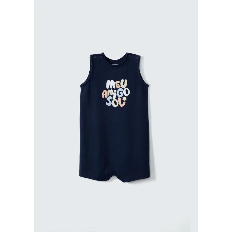 Macacão Regata Bebê Menino Com Estampa - Azul 09M
