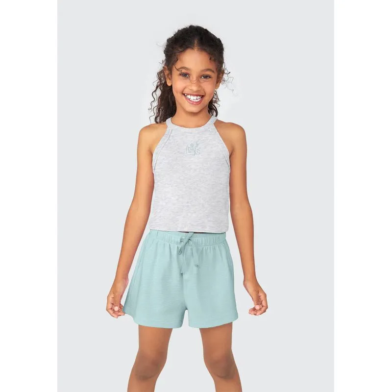 Conjunto Infantil Menina Curto Com Bordado - Cinza 012
