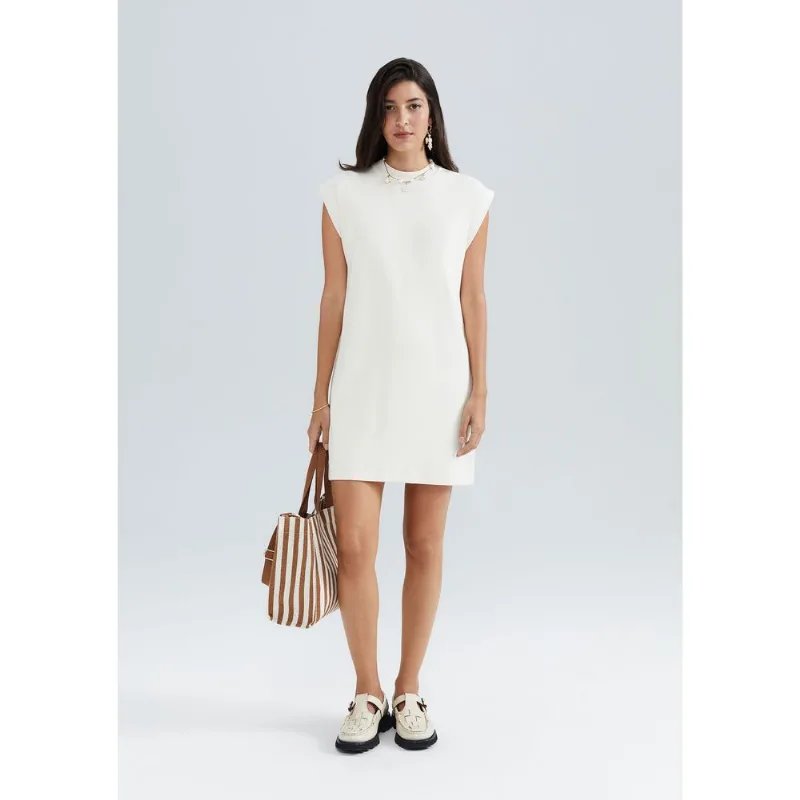Vestido Curto Muscle Em Ribana - Creme M
