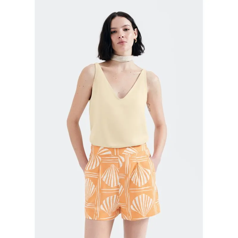 Regata Feminina Em Tecido Creponado - Off white P