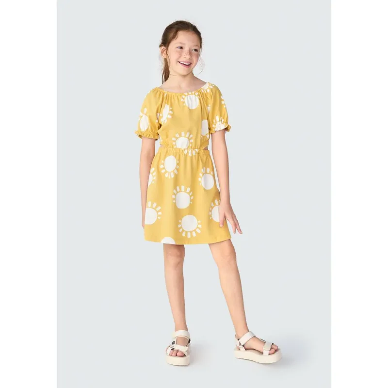 Vestido Infantil Estampado - Amarelo 012