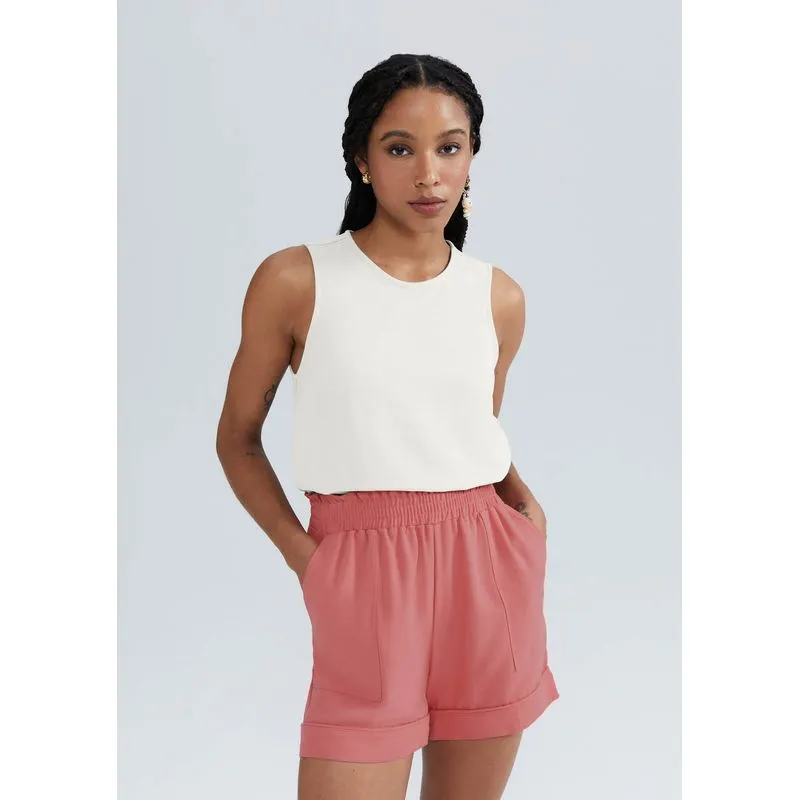 Regata Feminina Em Viscose Creponada - Creme M