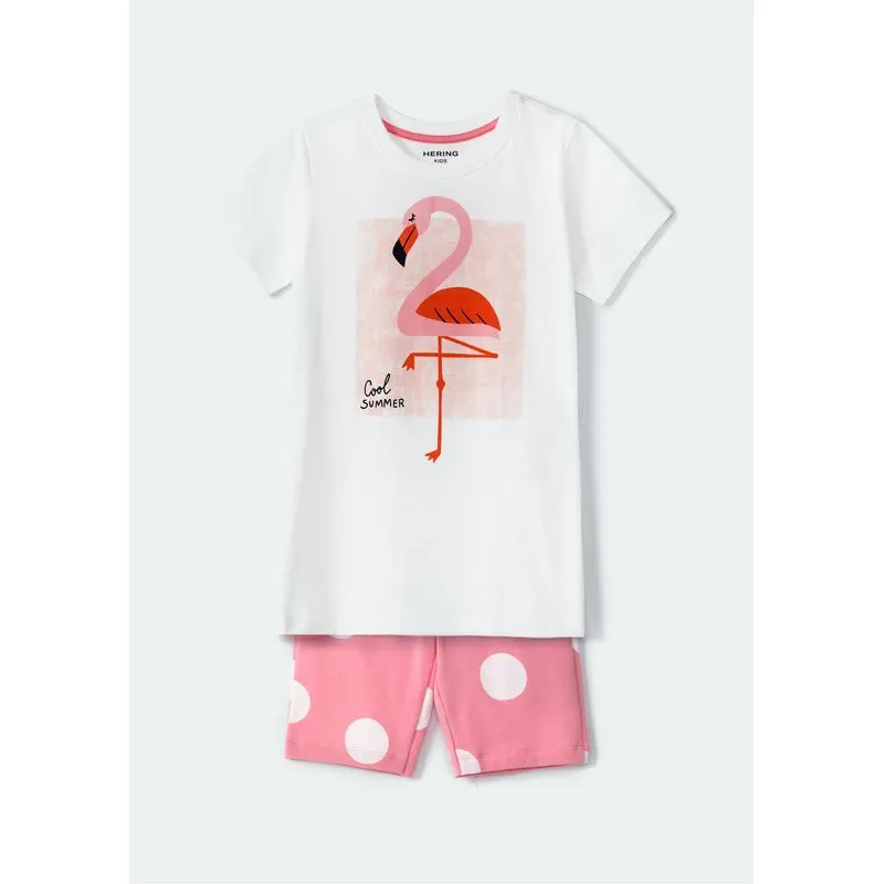 Conjunto Infantil Menina Curto Com Estampa - Off white 012