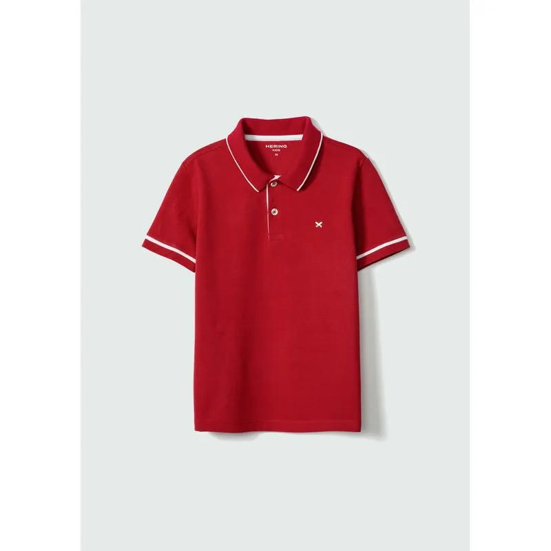Camisa Polo Básica Menino De Algodão Com Bordado - Vermelho 014