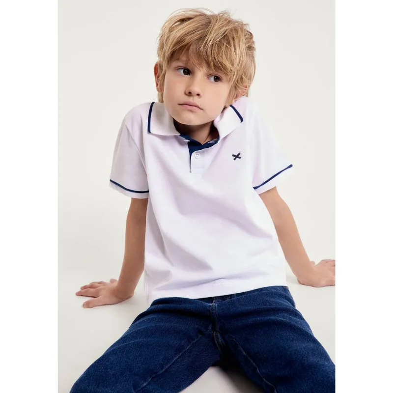 Camisa Polo Básica Menino De Algodão Com Bordado - Branco 014