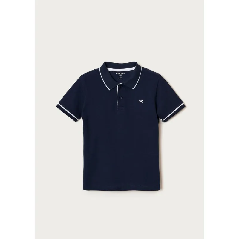 Camisa Polo Básica Menino De Algodão Com Bordado - Azul 014