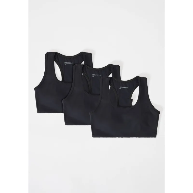 Kit Com 3 Tops Esportivos Feminino Nadador - Preto XG