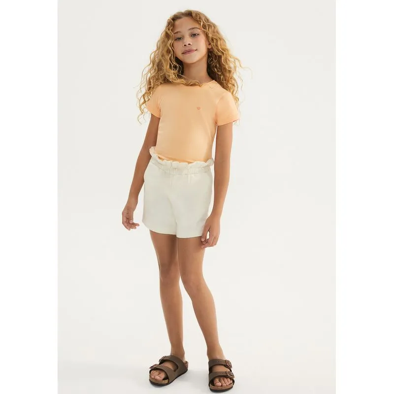Shorts Básico Infantil Menina Clochard Em Moletom - Amarelo 014