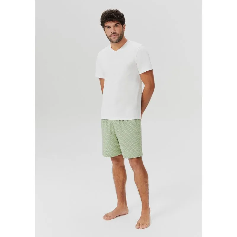 Pijama Masculino Curto Em Malha - Off white M