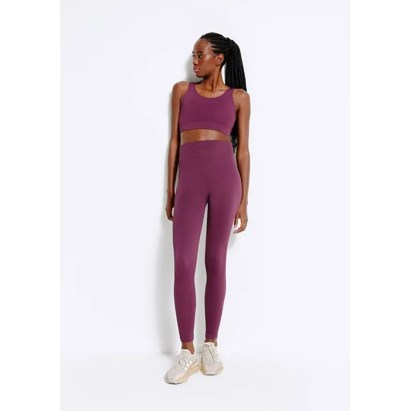 Calça Legging Feminina Canelada Sem Costura - Vinho XP