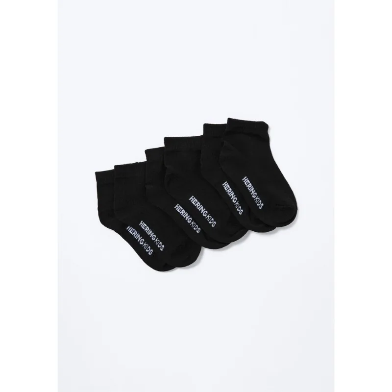 Kit Com 3 Pares De Meia Infantil Unissex Cano Curto - Preto XG