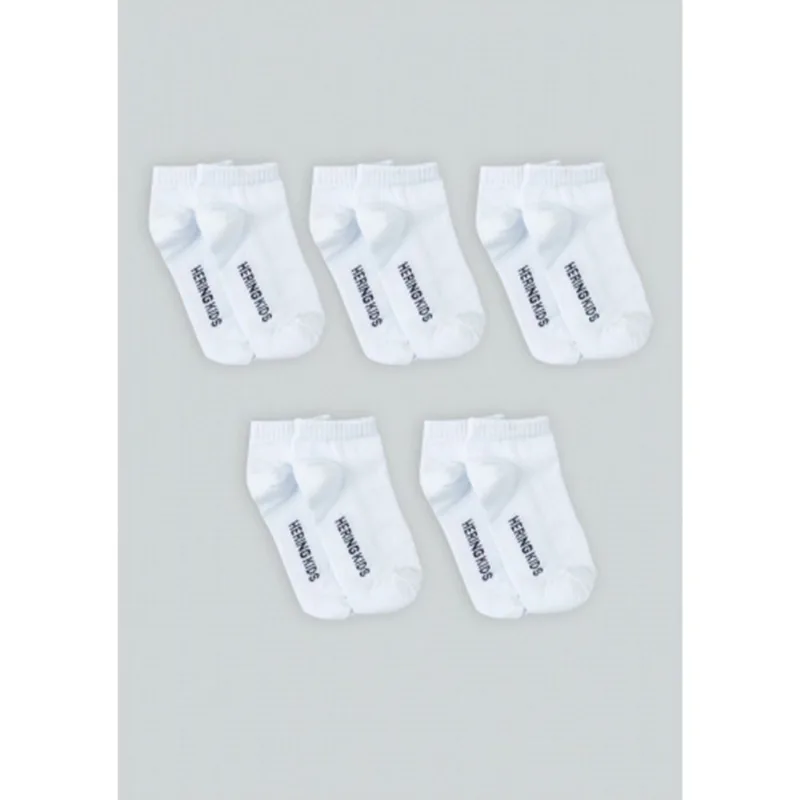Kit Com 5 Pares De Meia Infantil Unissex Cano Curto - Branco M