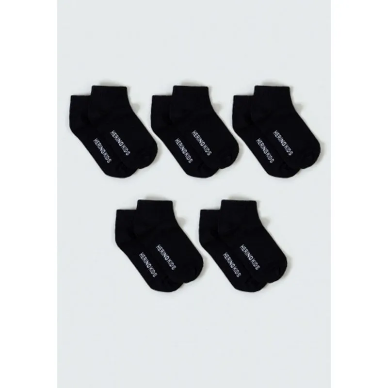 Kit Com 5 Pares De Meia Infantil Unissex Cano Curto - Preto M