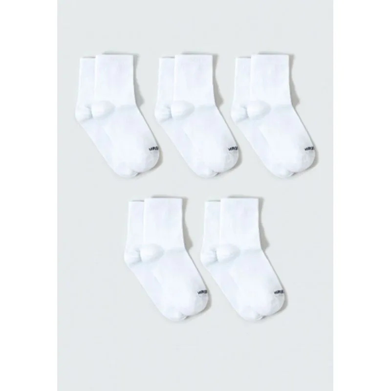 Kit Com 5 Pares De Meia Infantil Unissex Cano Médio - Branco M
