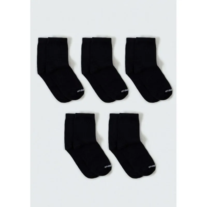 Kit Com 5 Pares De Meia Infantil Unissex Cano Médio - Preto M