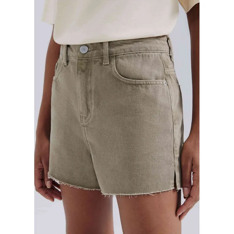 Shorts Feminino Cintura Média Em Sarja - Marrom 044