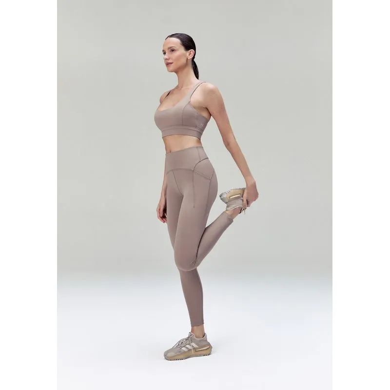 Calça Legging Esportiva Feminina Com Costuras Contrastantes - Marrom G