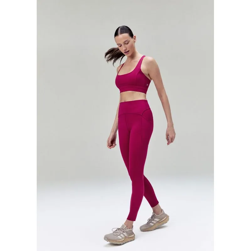 Calça Legging Esportiva Feminina Com Costuras Contrastantes - Rosa P