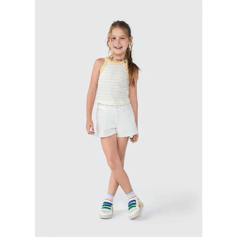 Regata Cropped Infantil Menina Em Ribana - Amarelo 006