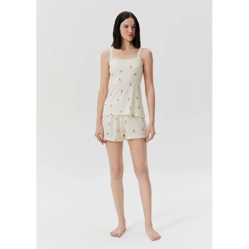 Pijama Curto Feminino Estampado - Rosa G