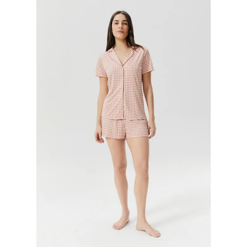 Pijama Curto Feminino Estampado Com Botões - Rosa M