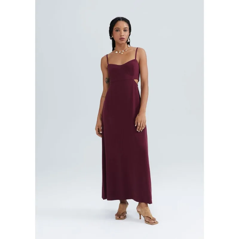 Vestido Midi Cut Out - Vinho XG