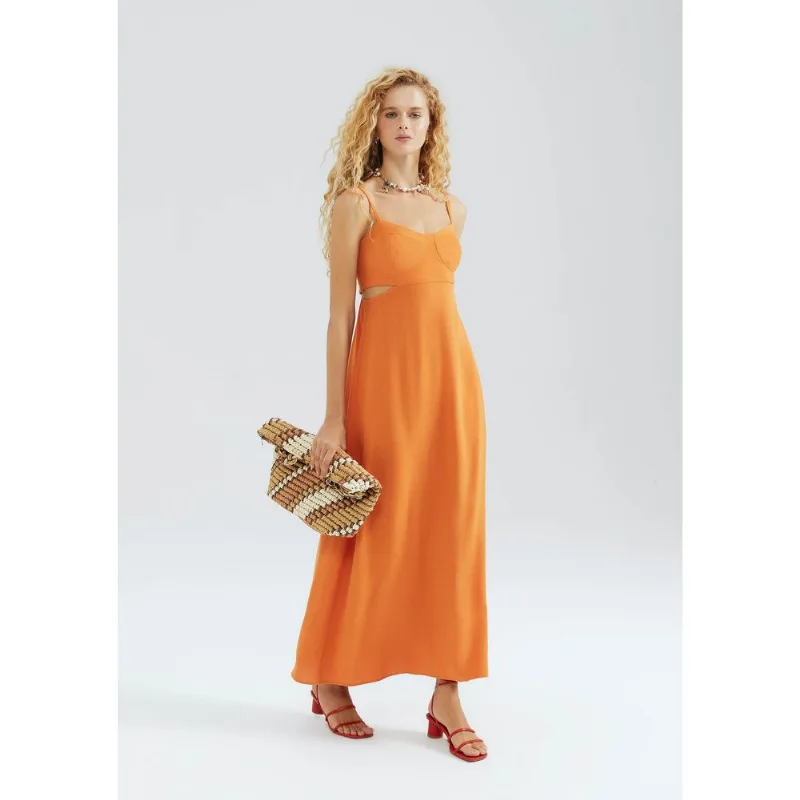 Vestido Midi Cut Out - Laranja M
