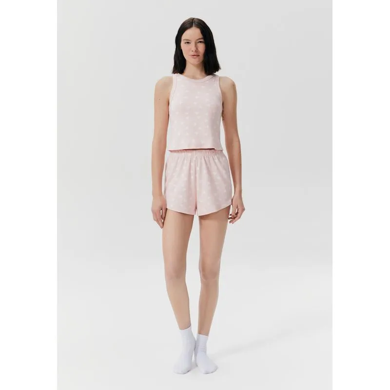 Pijama Curto Feminino Estampado Em Ribana - Rosa XP