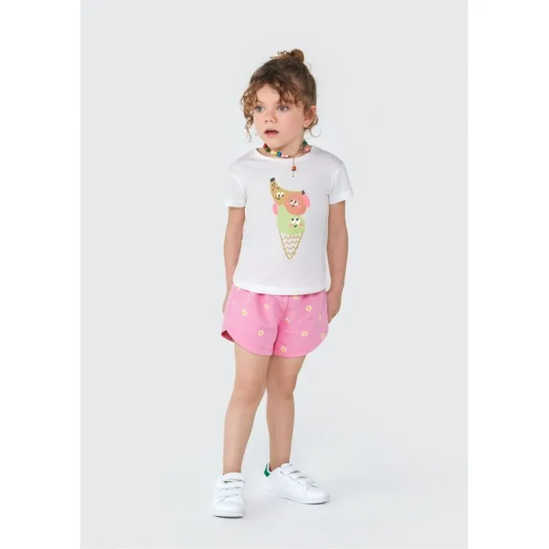 Shorts Infantil Menina Toddler Estampado - Rosa 004